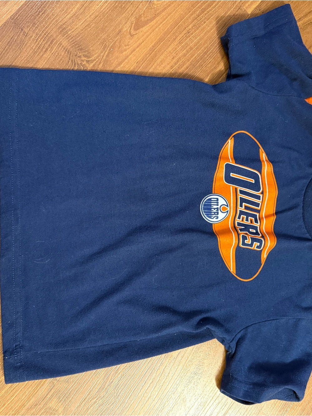 NHL Navy and Orange Oilers Graphic Tee